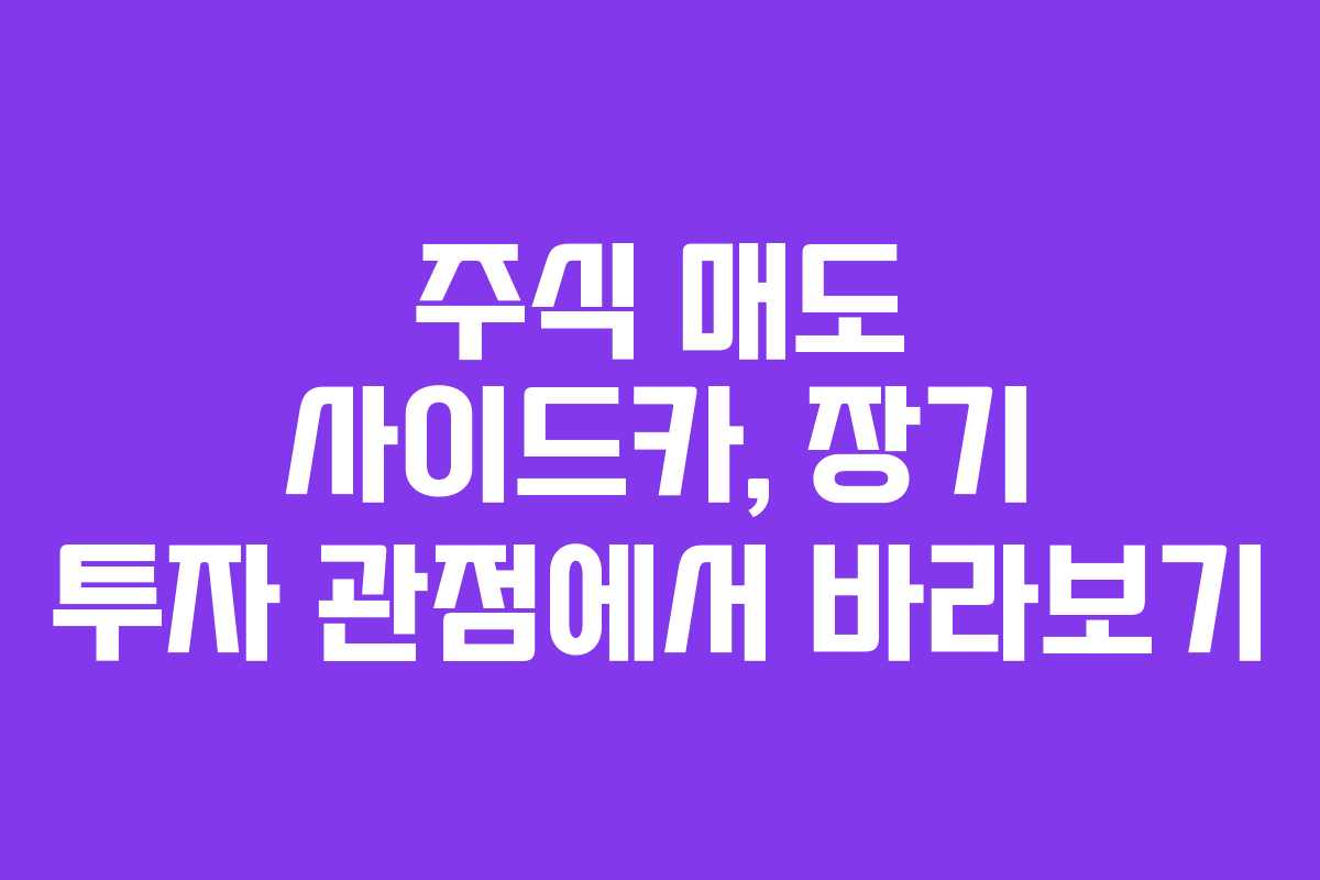 주식 매도 사이드카, 장기 투자 관점에서 바라보기