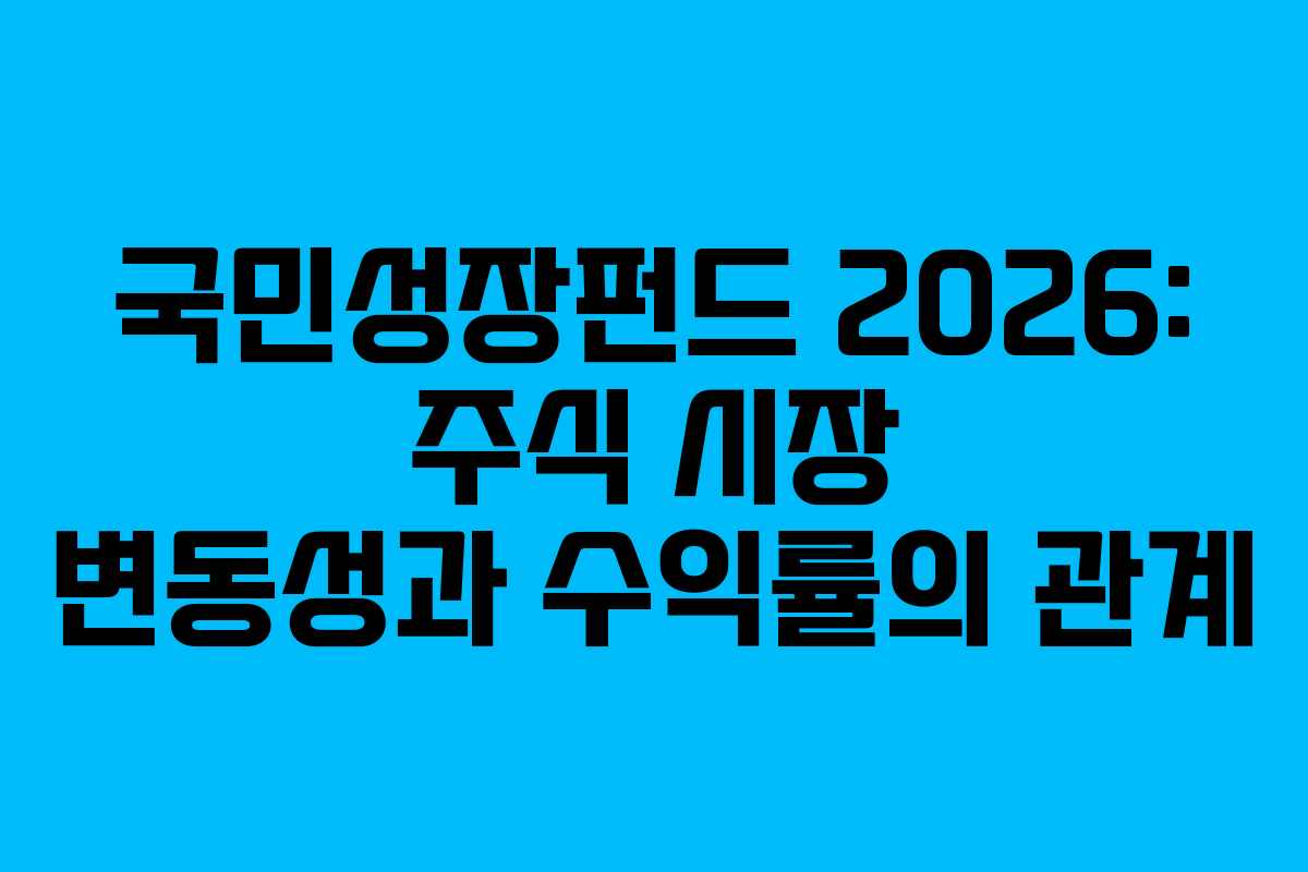 국민성장펀드 2026: 주식 시장 변동성과 수익률의 관계
