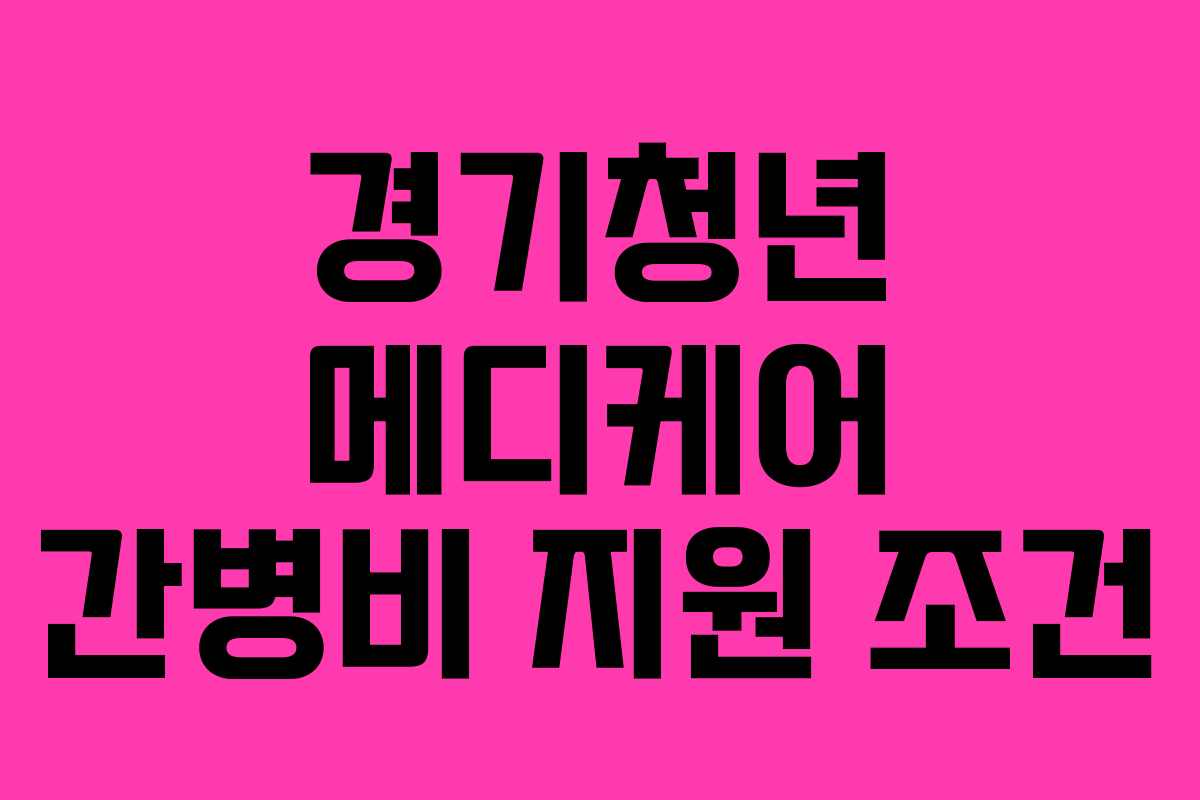 경기청년 메디케어 간병비 지원 조건