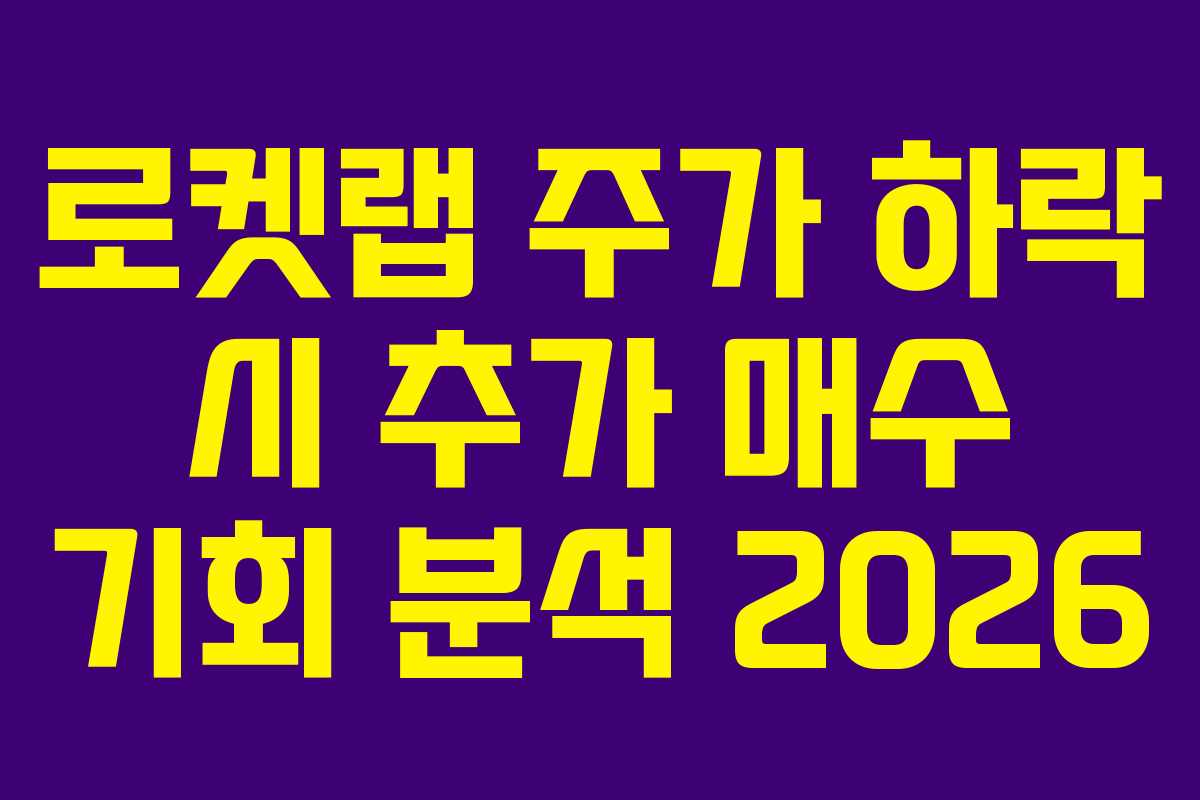 로켓랩 주가 하락 시 추가 매수 기회 분석 2026