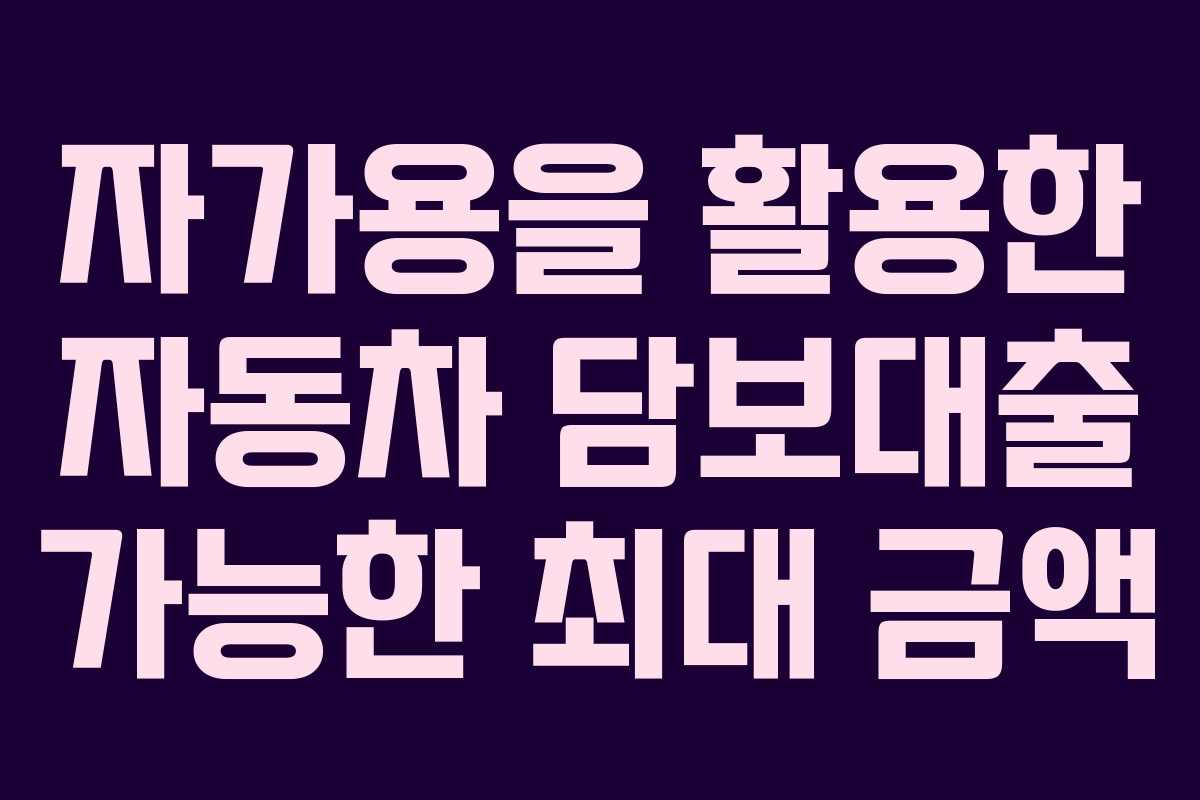 자가용을 활용한 자동차 담보대출 가능한 최대 금액 자가용을 활용한 자동차 담보대출 가능한 최대 금액