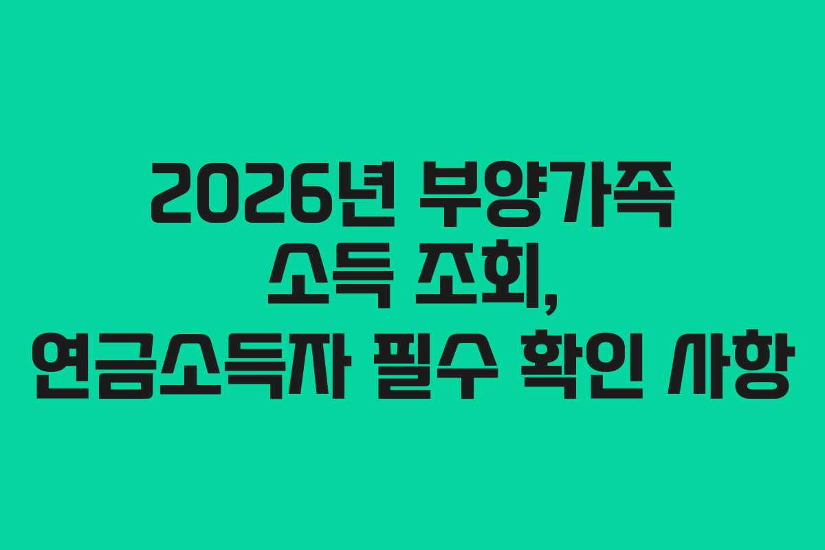 2026년 부양가족 소득 조회, 연금소득자 필수 확인 사항