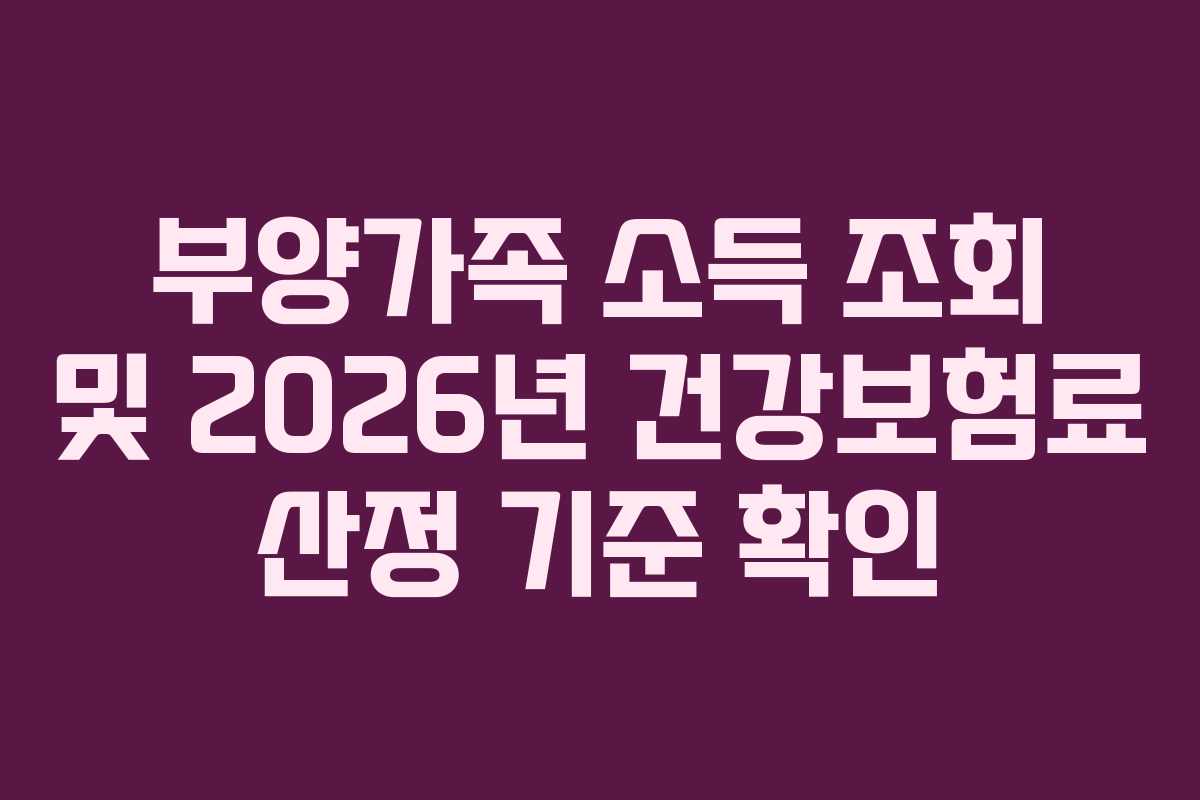 부양가족 소득 조회 및 2026년 건강보험료 산정 기준 확인 부양가족 소득 조회 및 2026년 건강보험료 산정 기준 확인