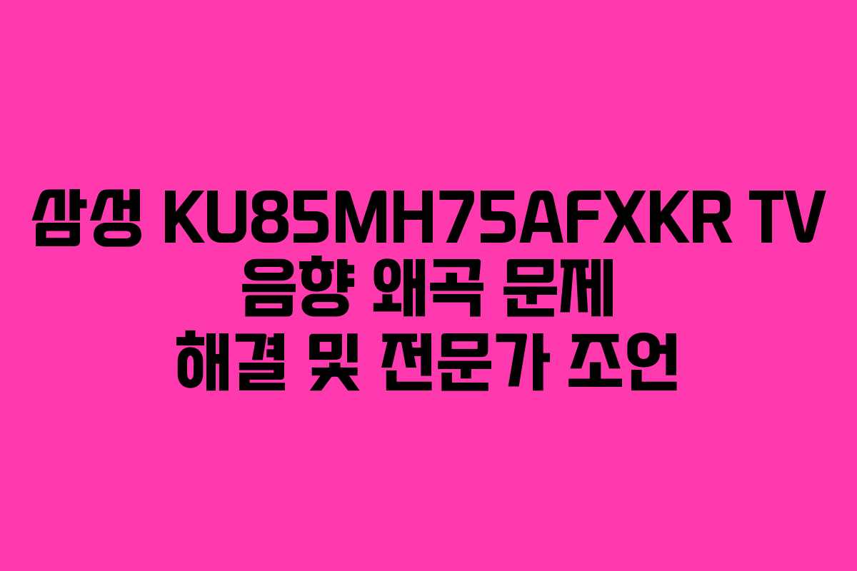 삼성 KU85MH75AFXKR TV 음향 왜곡 문제 해결 및 전문가 조언