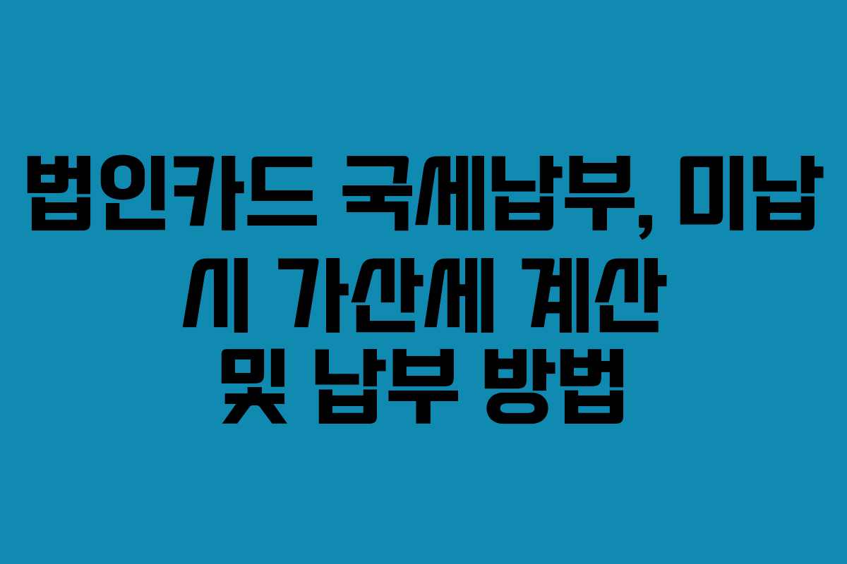 법인카드 국세납부, 미납 시 가산세 계산 및 납부 방법 법인카드 국세납부, 미납 시 가산세 계산 및 납부 방법