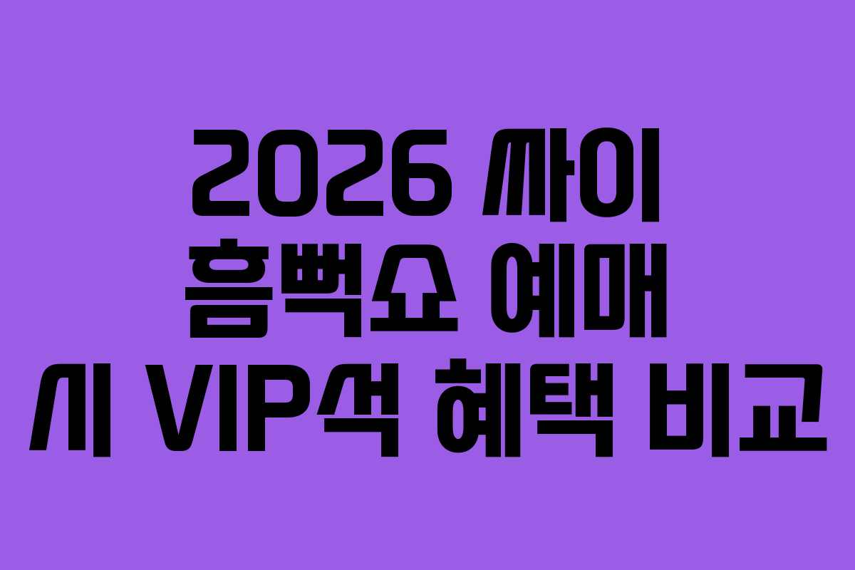 2026 싸이 흠뻑쇼 예매 시 VIP석 혜택 비교