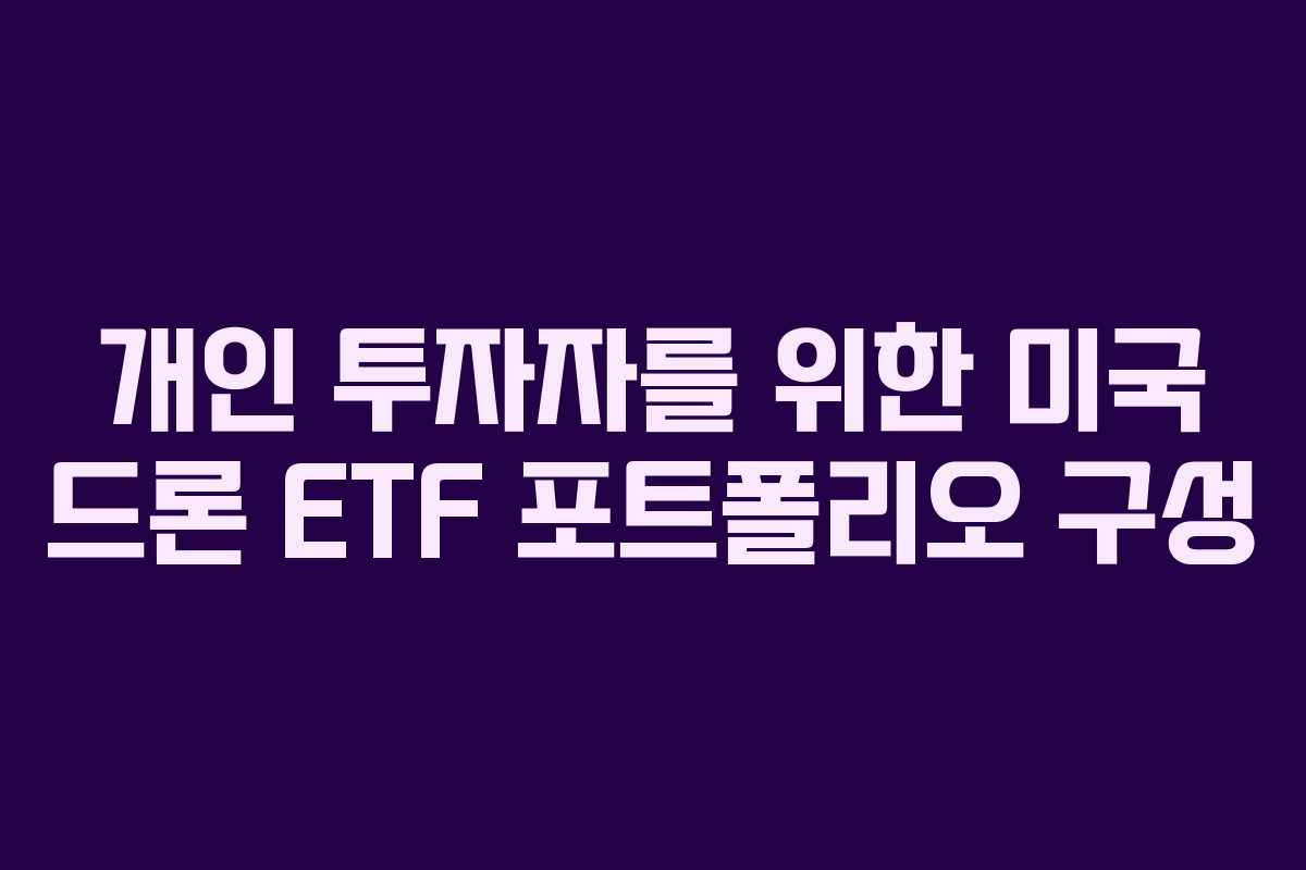개인 투자자를 위한 미국 드론 ETF 포트폴리오 구성