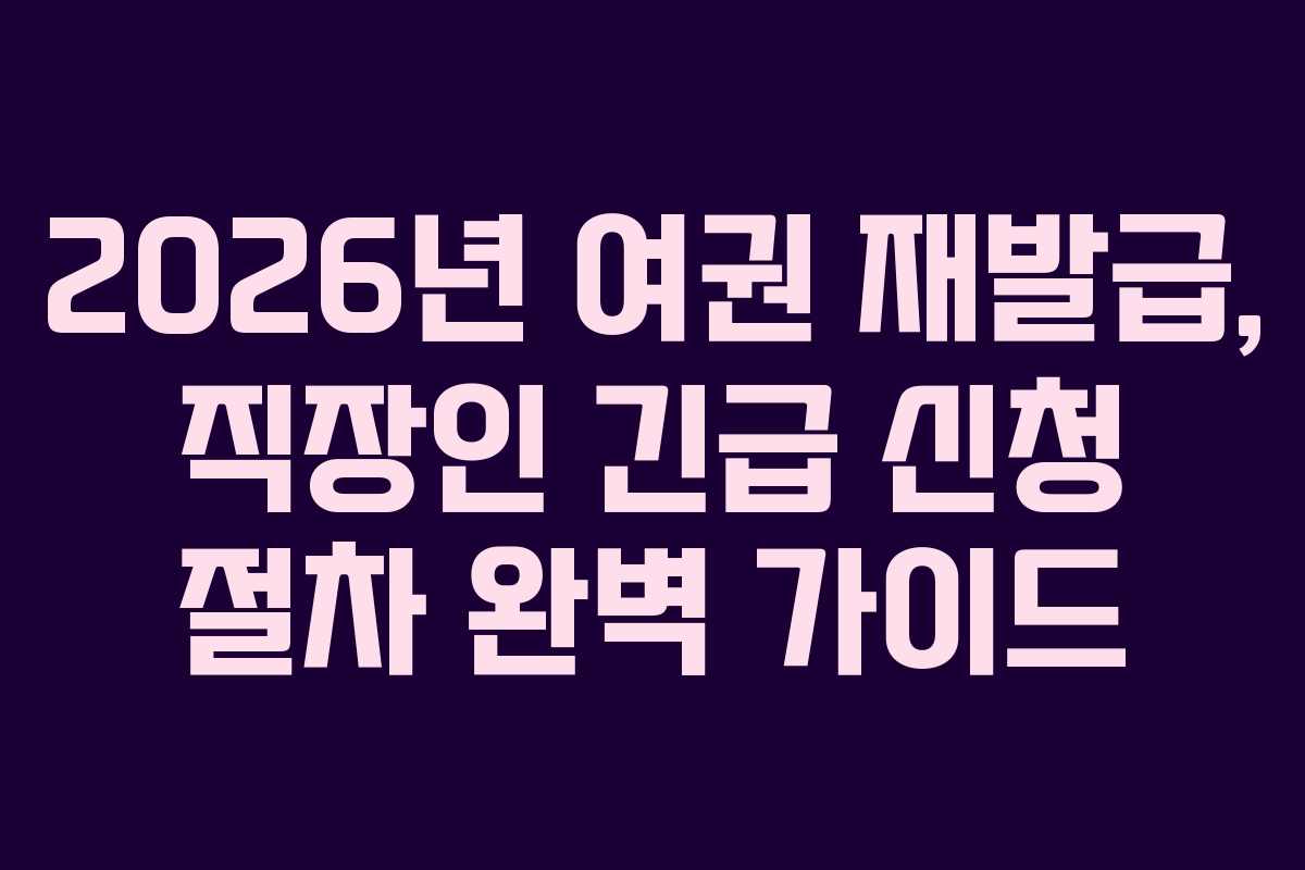 2026년 여권 재발급, 직장인 긴급 신청 절차 완벽 가이드