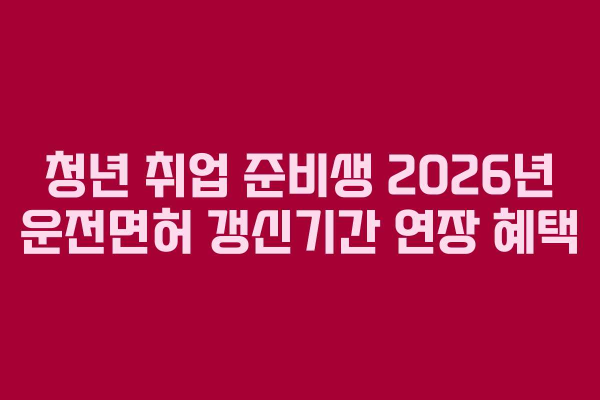 청년 취업 준비생 2026년 운전면허 갱신기간 연장 혜택