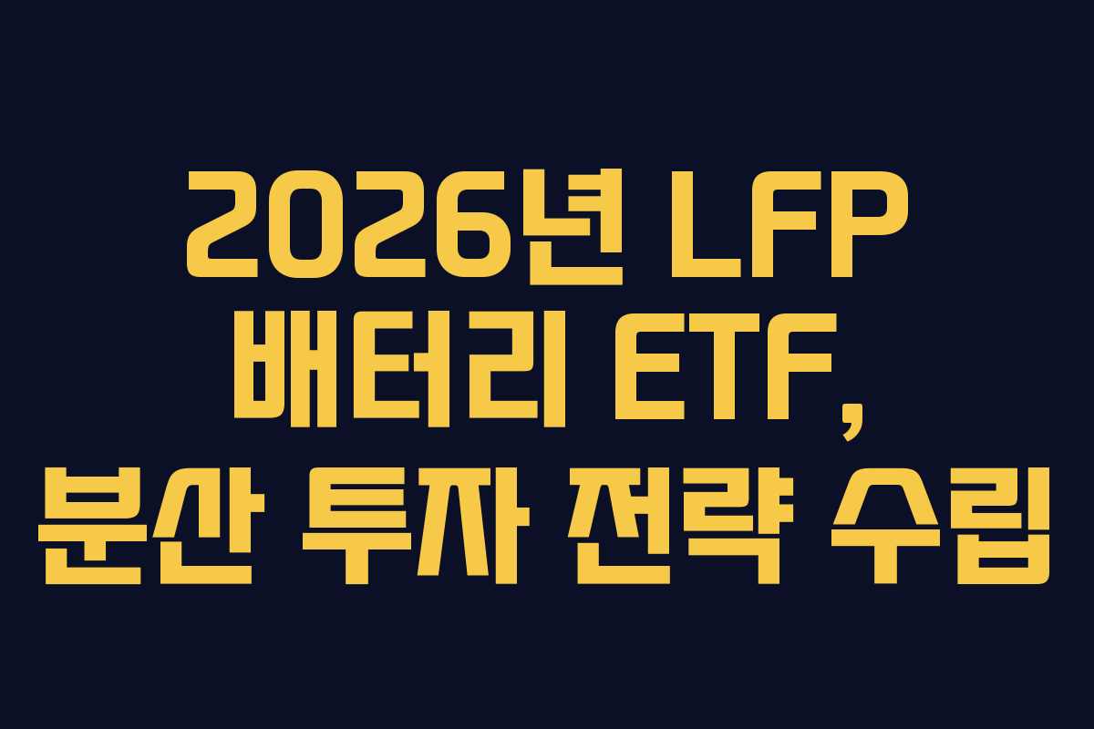 2026년 LFP 배터리 ETF, 분산 투자 전략 수립