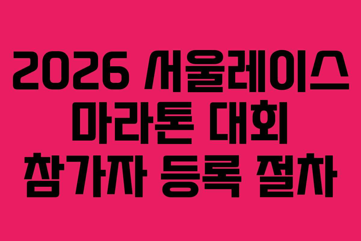 2026 서울레이스 마라톤 대회 참가자 등록 절차