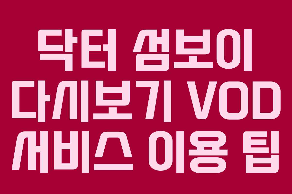 닥터 섬보이 다시보기 VOD 서비스 이용 팁
