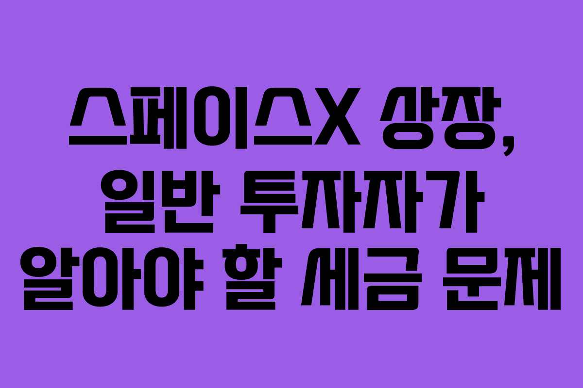 스페이스X 상장, 일반 투자자가 알아야 할 세금 문제