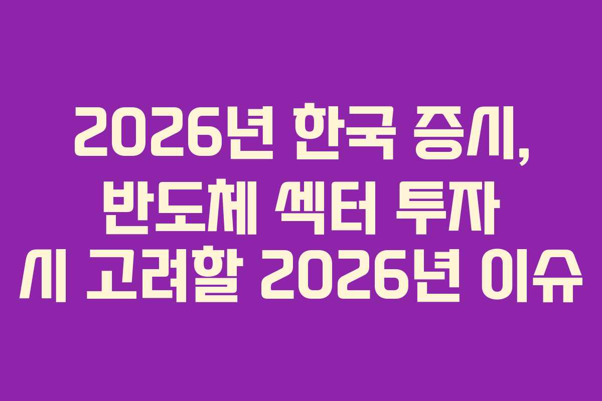 2026년 한국 증시, 반도체 섹터 투자 시 고려할 2026년 이슈