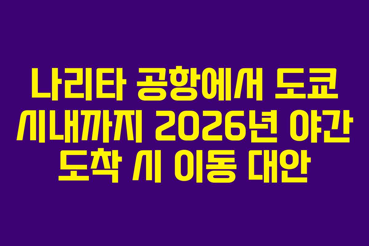 나리타 공항에서 도쿄 시내까지 2026년 야간 도착 시 이동 대안