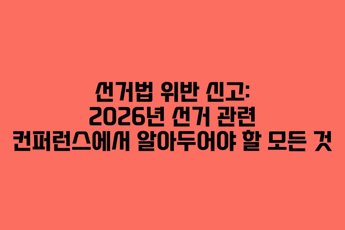 선거법 위반 신고: 2026년 선거 관련 컨퍼런스에서 알아두어야 할 모든 것