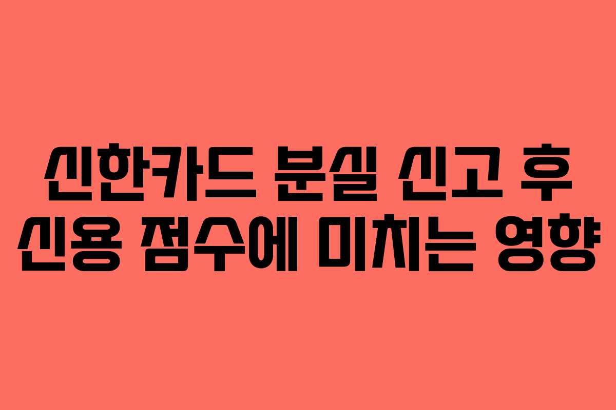 신한카드 분실 신고 후 신용 점수에 미치는 영향
