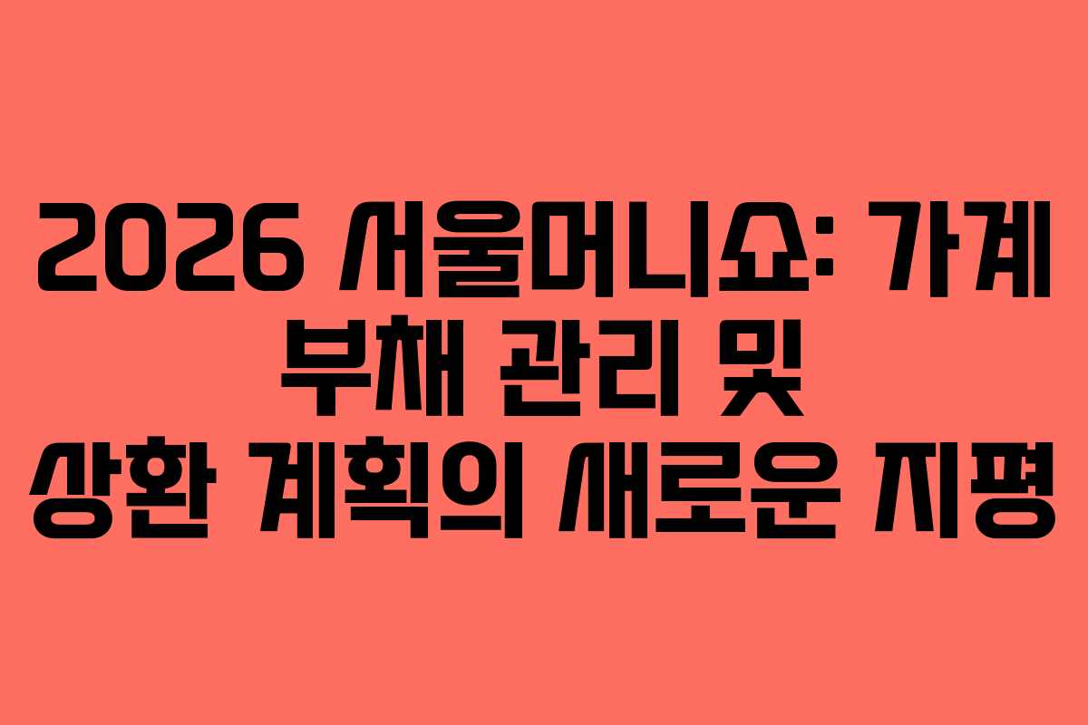 2026 서울머니쇼: 가계 부채 관리 및 상환 계획의 새로운 지평