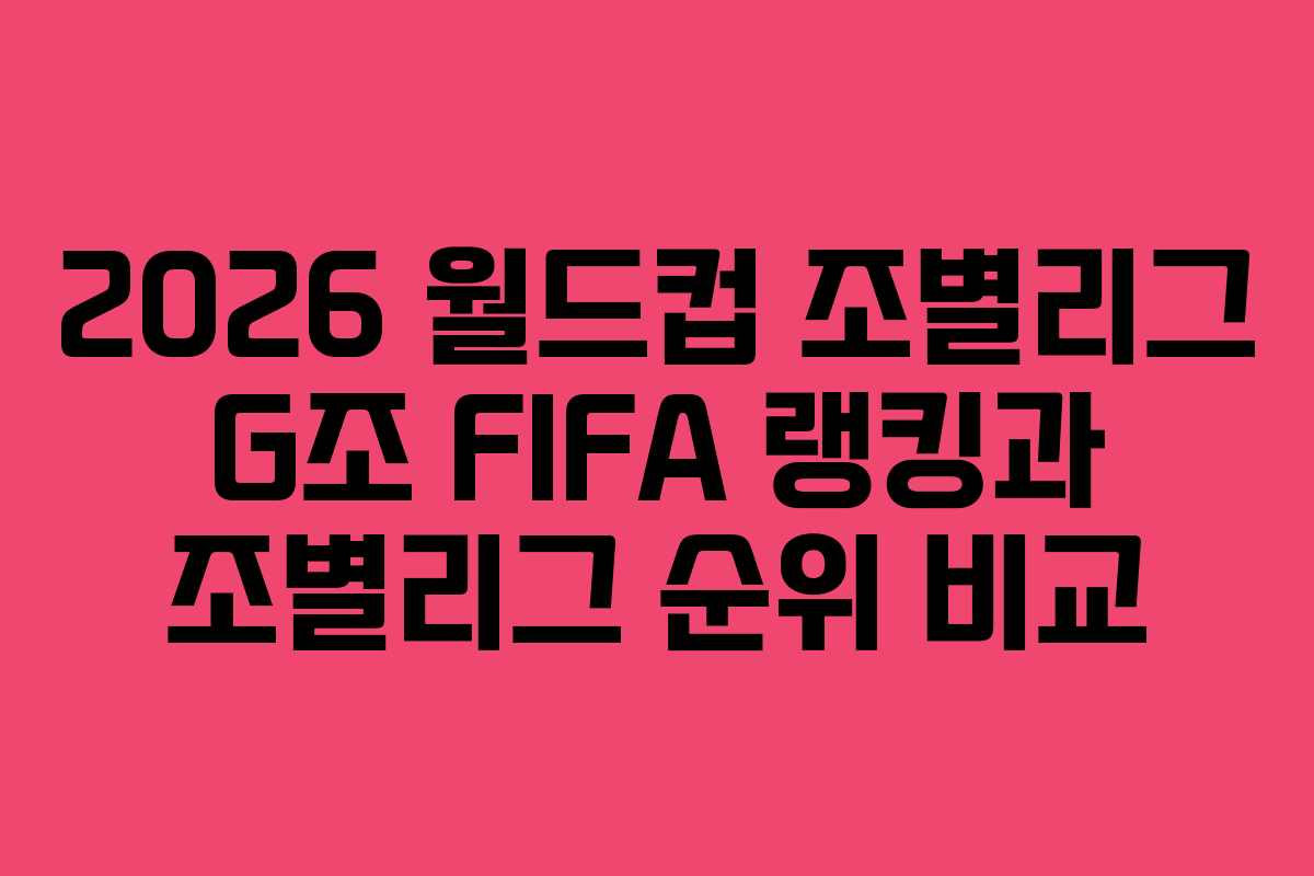2026 월드컵 조별리그 G조 FIFA 랭킹과 조별리그 순위 비교