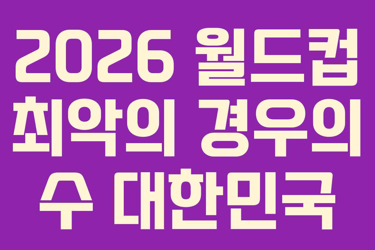2026 월드컵 최악의 경우의 수 대한민국