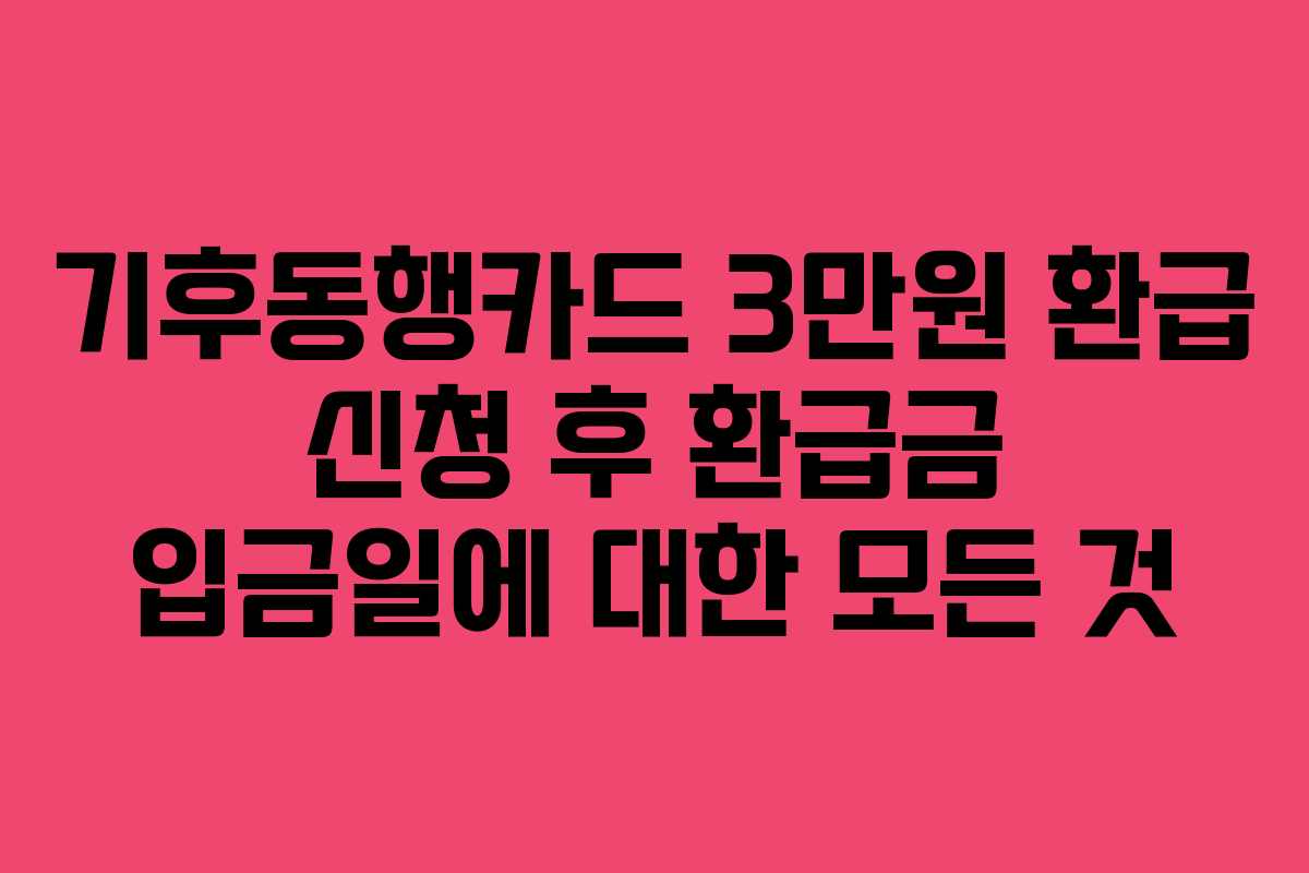기후동행카드 3만원 환급 신청 후 환급금 입금일에 대한 모든 것 기후동행카드 3만원 환급 신청 후 환급금 입금일에 대한 모든 것