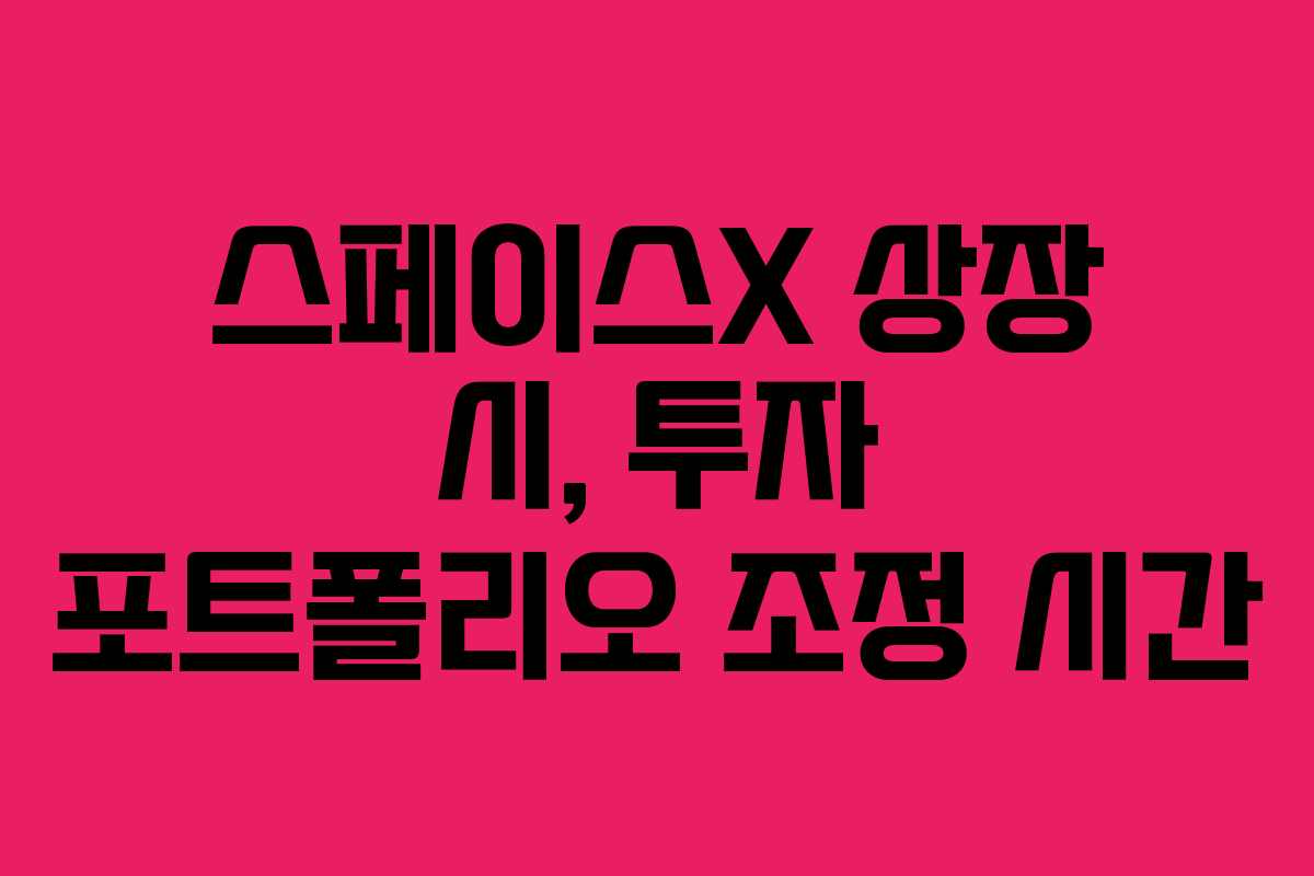 스페이스X 상장 시, 투자 포트폴리오 조정 시간 스페이스X 상장 시, 투자 포트폴리오 조정 시간