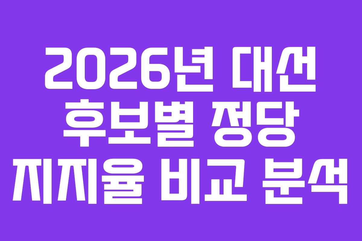 2026년 대선 후보별 정당 지지율 비교 분석