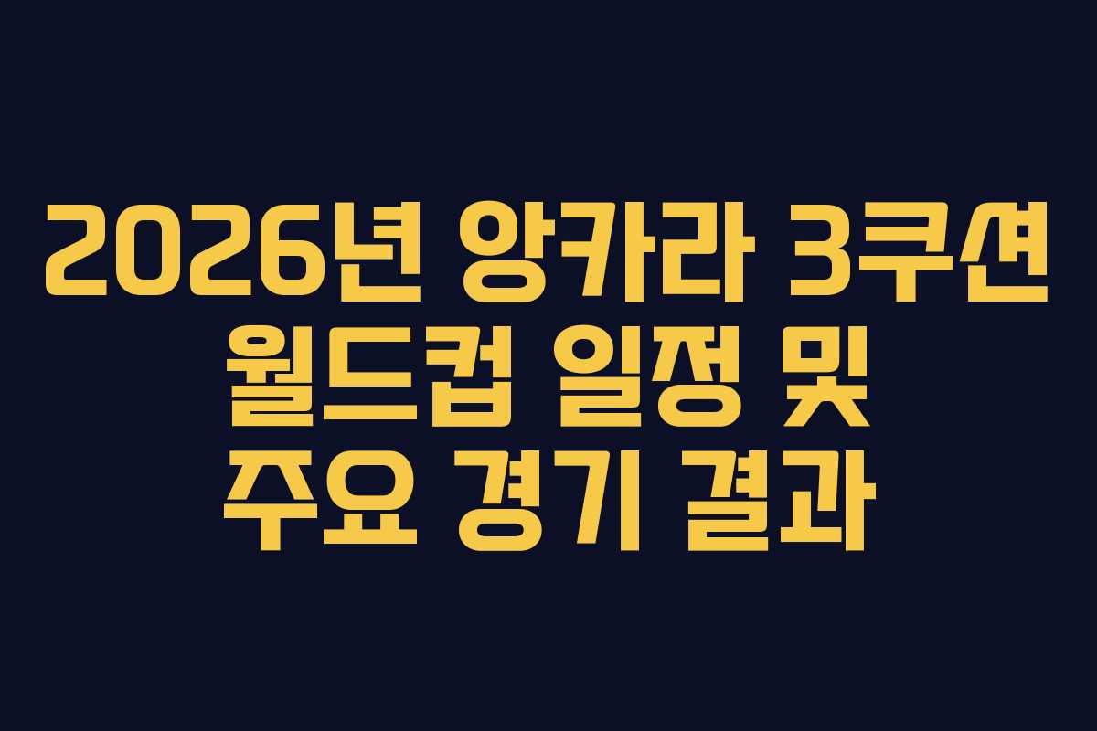 2026년 앙카라 3쿠션 월드컵 일정 및 주요 경기 결과
